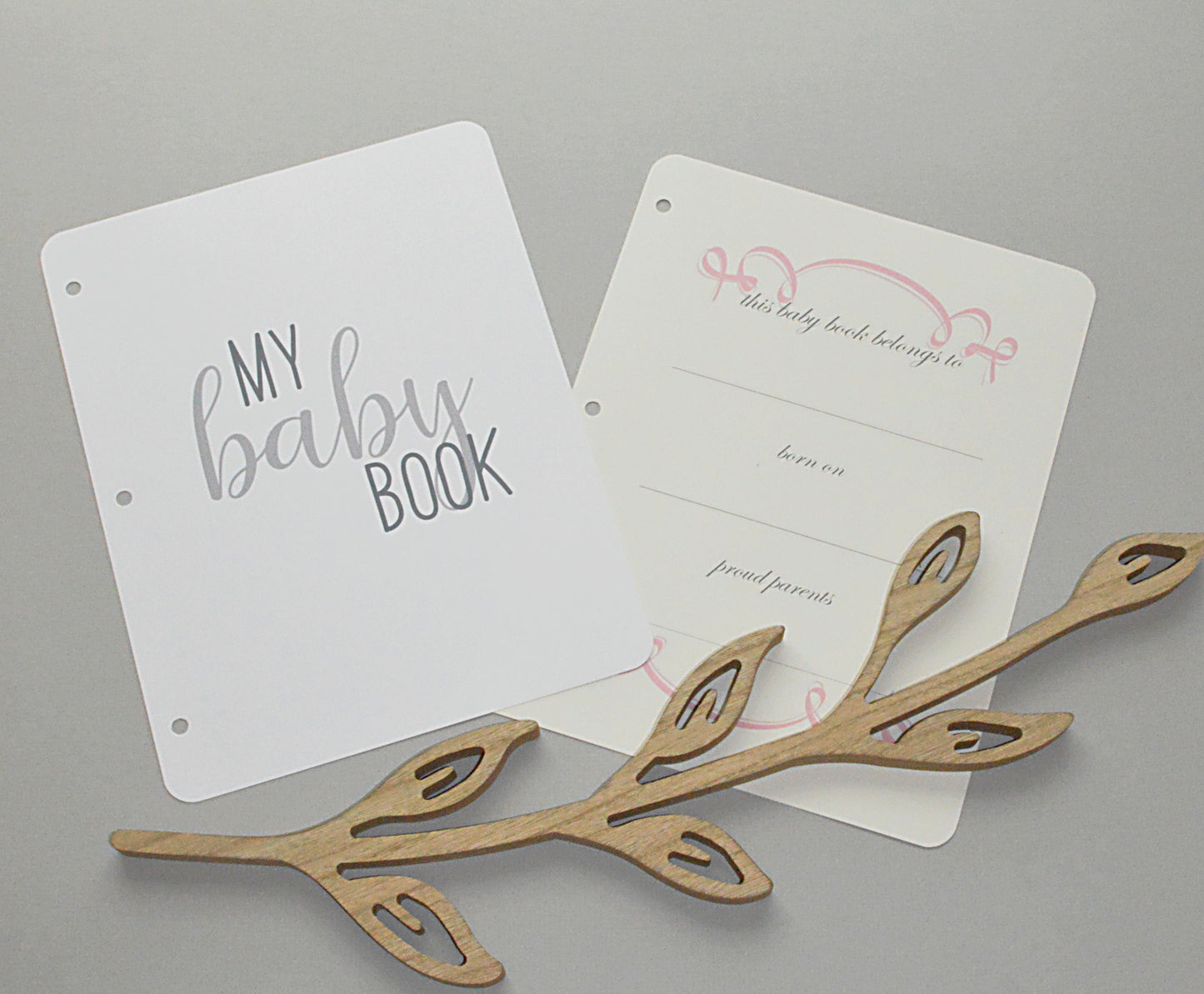Baby Memory Book - Pink Linen (w/ SATIN Bow)