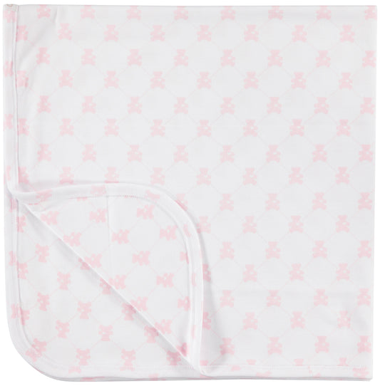 RECEIVING BLANKET - TEDDY BEAR PINK